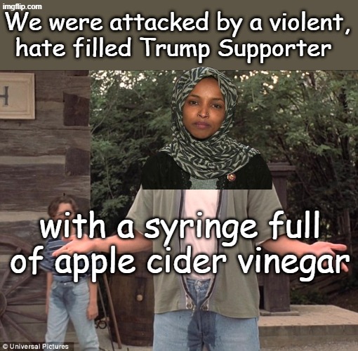 I saw my life flush before my eyes... | We were attacked by a violent, hate filled Trump Supporter; with a syringe full of apple cider vinegar | image tagged in you ain't cool unless you pee your pants | made w/ Imgflip meme maker