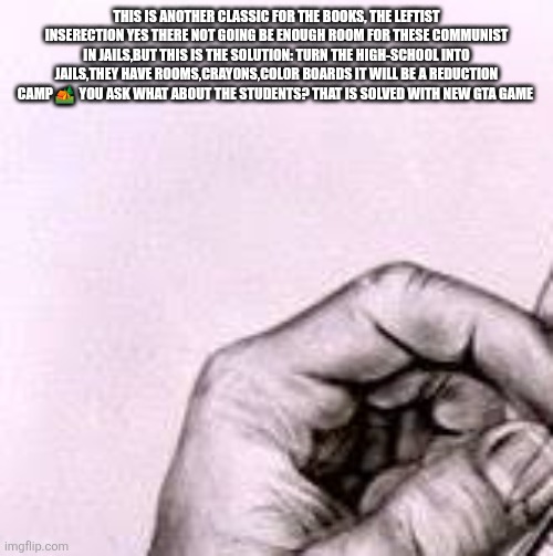 BINGO! LEFTIST GET SCHOOLED! | THIS IS ANOTHER CLASSIC FOR THE BOOKS, THE LEFTIST INSERECTION YES THERE NOT GOING BE ENOUGH ROOM FOR THESE COMMUNIST IN JAILS,BUT THIS IS THE SOLUTION: TURN THE HIGH-SCHOOL INTO JAILS,THEY HAVE ROOMS,CRAYONS,COLOR BOARDS IT WILL BE A REDUCTION CAMP 🏕  YOU ASK WHAT ABOUT THE STUDENTS? THAT IS SOLVED WITH NEW GTA GAME | image tagged in demonrat,wtf | made w/ Imgflip meme maker