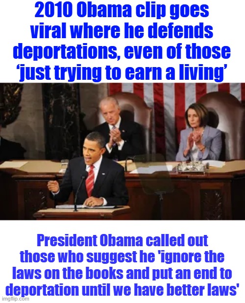 After 15 million invaded 20 year freeze is required. | 2010 Obama clip goes viral where he defends deportations, even of those ‘just trying to earn a living’; President Obama called out those who suggest he 'ignore the laws on the books and put an end to deportation until we have better laws' | made w/ Imgflip meme maker