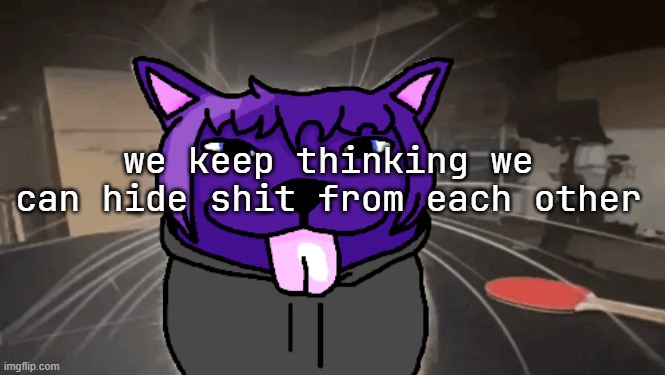 tge silly | we keep thinking we can hide shit from each other | image tagged in tge silly | made w/ Imgflip meme maker