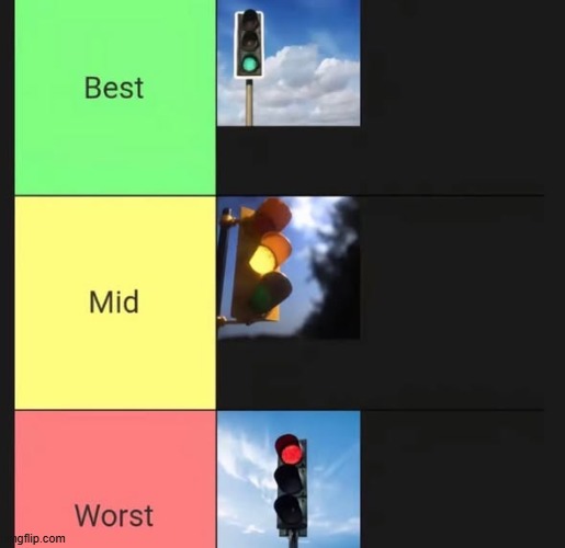 its accurate right guys? | image tagged in traffic light,tier list,accurate | made w/ Imgflip meme maker