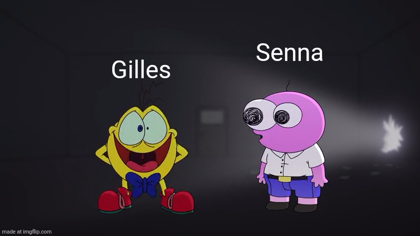 The Pim and Squim analogy | Senna; Gilles | image tagged in the pim and squim analogy,formula 1,smiling friends,drivers,canadian,brazilian | made w/ Imgflip meme maker