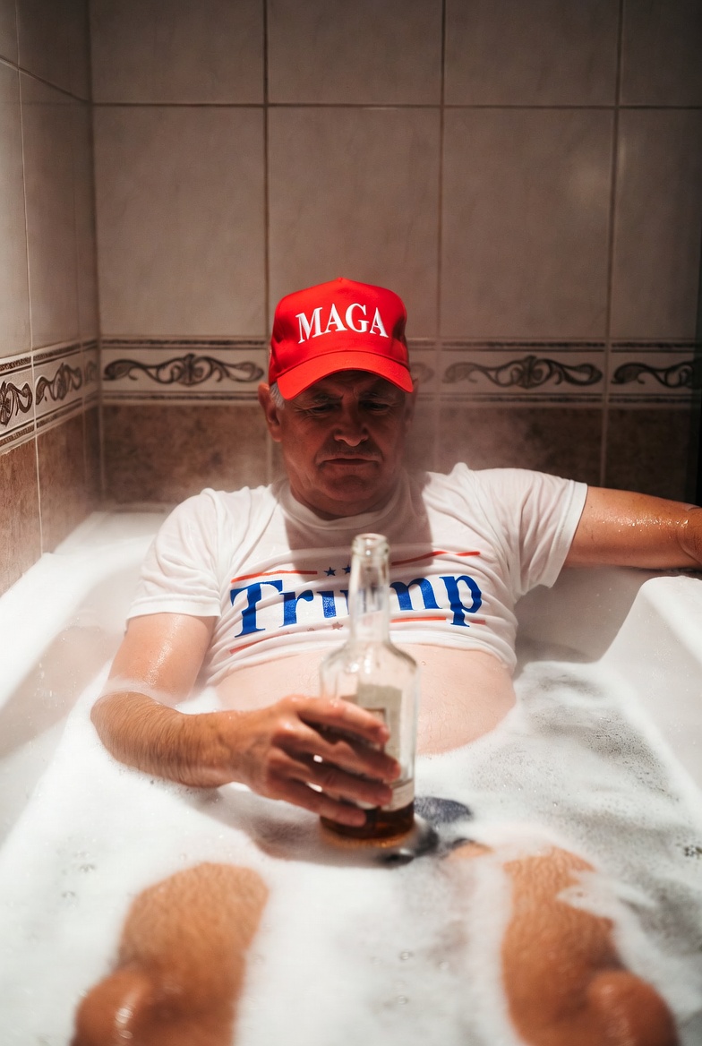 MAGA liquor drunk booze Trump bathtub Blank Meme Template