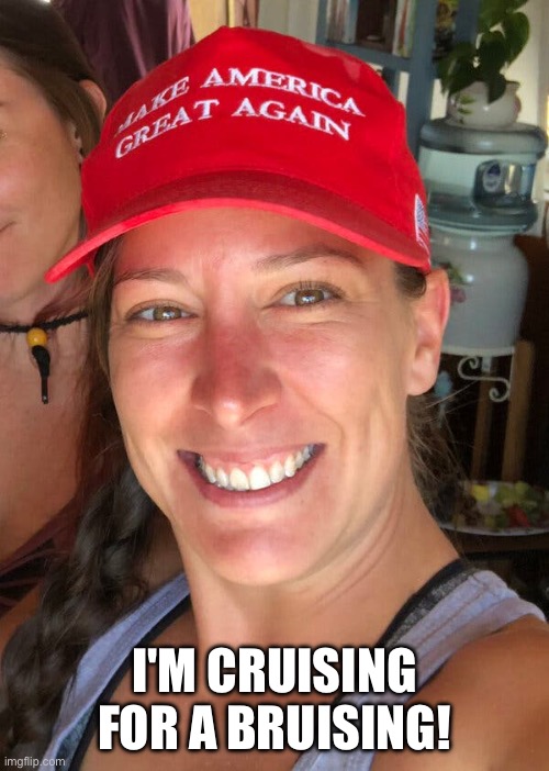Ashli Babbitt | I'M CRUISING FOR A BRUISING! | image tagged in ashli babbitt | made w/ Imgflip meme maker