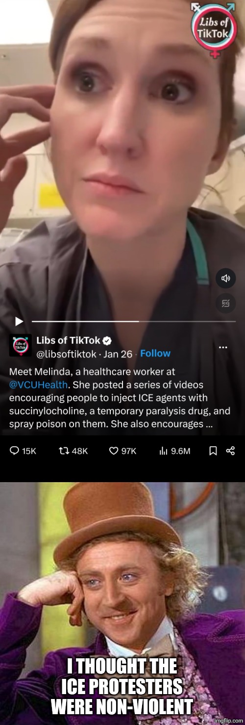 play pretti games, win pretti prizes | I THOUGHT THE
ICE PROTESTERS
WERE NON-VIOLENT | image tagged in creepy condescending wonka,liberal hypocrisy,violence,political meme | made w/ Imgflip meme maker