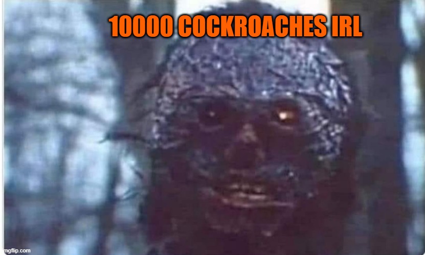 Burnt can't believe | 10000 COCKROACHES IRL | image tagged in burnt can't believe | made w/ Imgflip meme maker