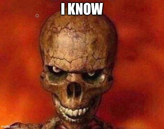 sketelon | I KNOW | image tagged in sketelon | made w/ Imgflip meme maker