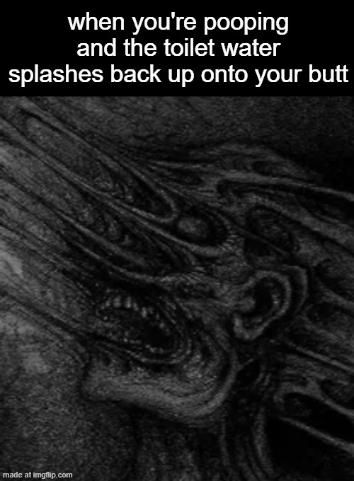 when you're pooping and the toilet water splashes back up onto your butt | made w/ Imgflip meme maker