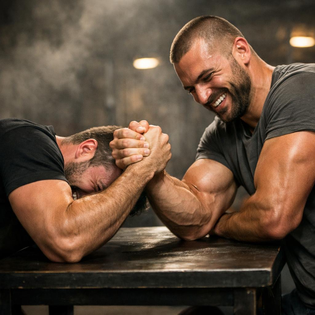 bras de fer mais un bras perds Blank Meme Template