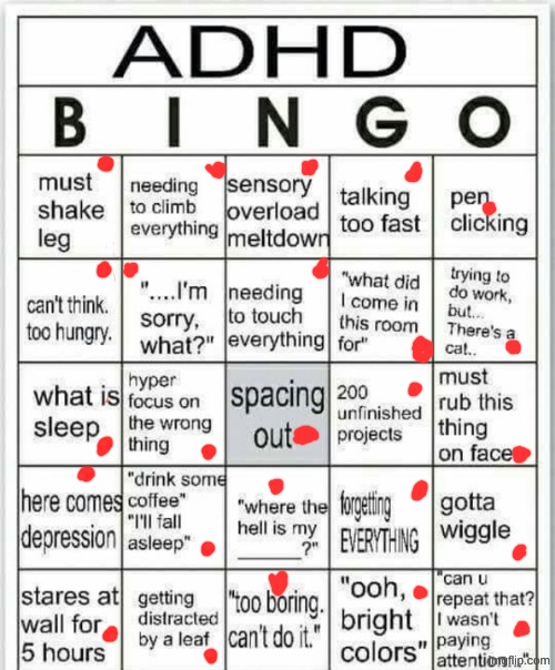 adhd bingo | image tagged in adhd bingo | made w/ Imgflip meme maker