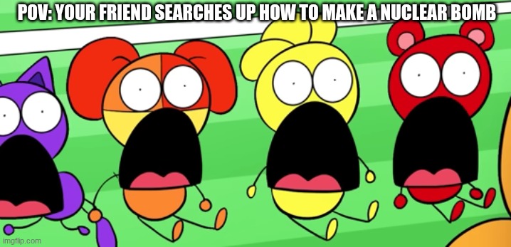 I got this image from a smiling critters animation: "hide and sleep" | POV: YOUR FRIEND SEARCHES UP HOW TO MAKE A NUCLEAR BOMB | image tagged in poppy playtime,smiling critters | made w/ Imgflip meme maker