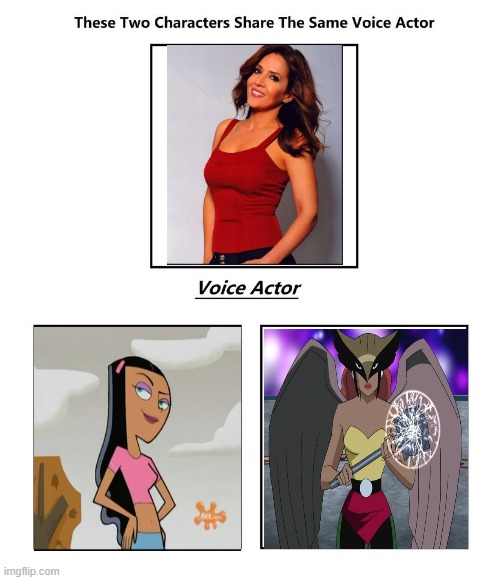 Maria Canals Barrera | image tagged in same voice actor,maria canals barrera,hawkgirl,dc comics,danny phantom,nickelodeon | made w/ Imgflip meme maker