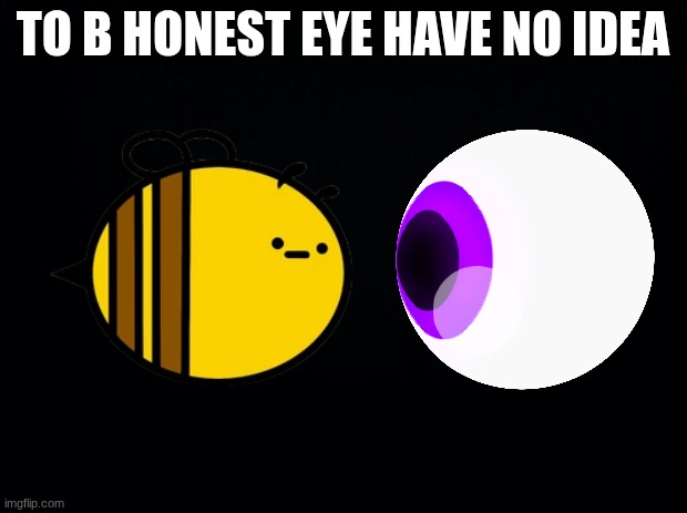 b eye | TO B HONEST EYE HAVE NO IDEA | image tagged in black background | made w/ Imgflip meme maker