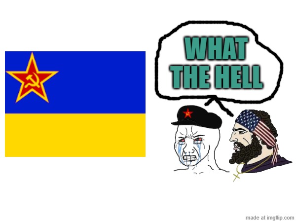 Ukraine flag with communist star? that's cursed. | WHAT THE HELL | made w/ Imgflip meme maker