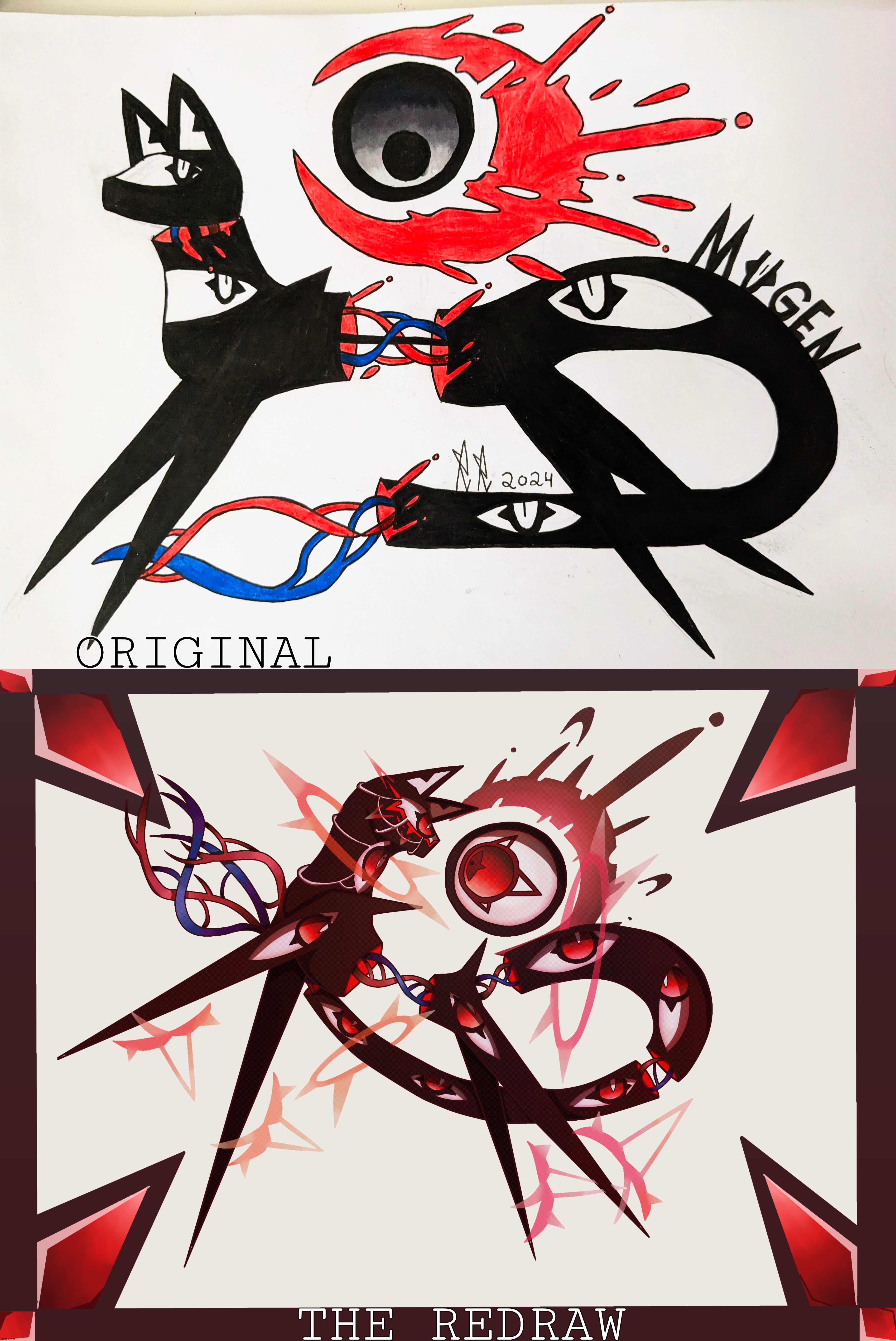 Eye O' the Blood moon (2026 redraw) | ORIGINAL; THE REDRAW | image tagged in the one time mugen gets to be locked in | made w/ Imgflip meme maker