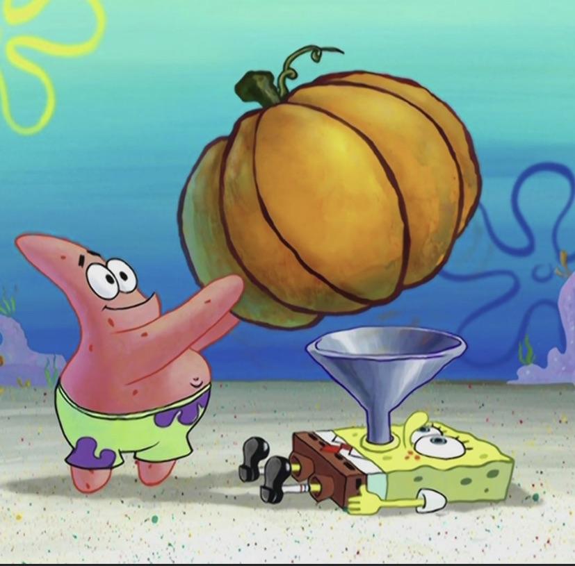 Spongebob Patrick with pumpkin Blank Meme Template