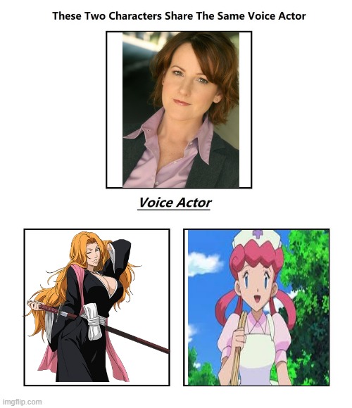 Megan Hollingshead | image tagged in same voice actor,megan hollingshead,bleach,pokemon,nintendo | made w/ Imgflip meme maker