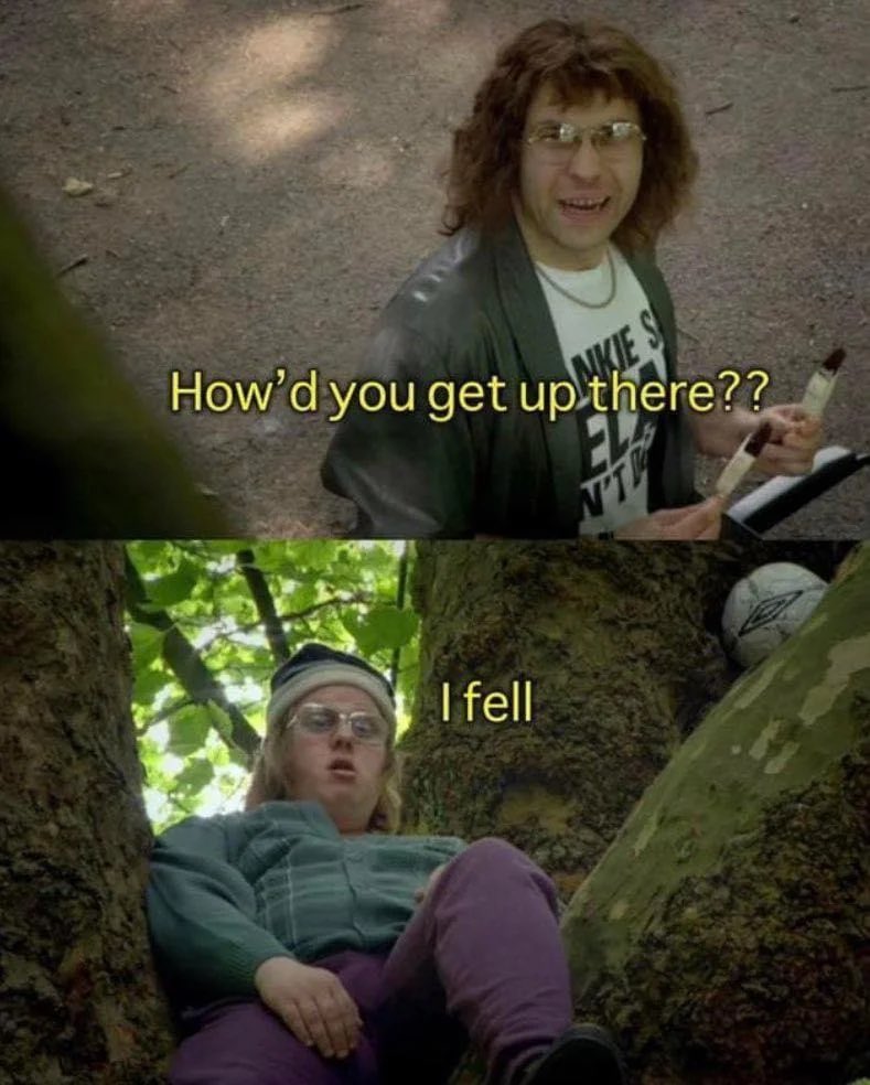 How'd you get up there? Blank Meme Template