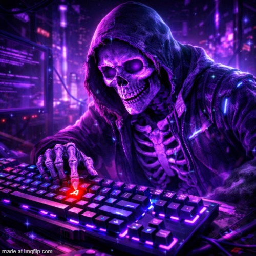 cool purple skeleton and keyboard with the letter a highlighted | image tagged in cool purple skeleton and keyboard with the letter a highlighted | made w/ Imgflip meme maker