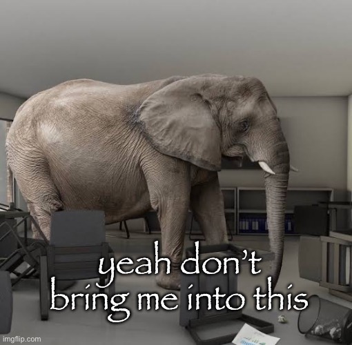 Elephant in the room | yeah don’t bring me into this | image tagged in elephant in the room | made w/ Imgflip meme maker