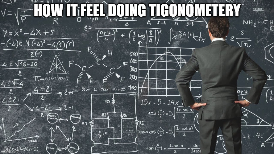 Yesss | HOW IT FEEL DOING TIGONOMETERY | image tagged in explaining my work schedule | made w/ Imgflip meme maker