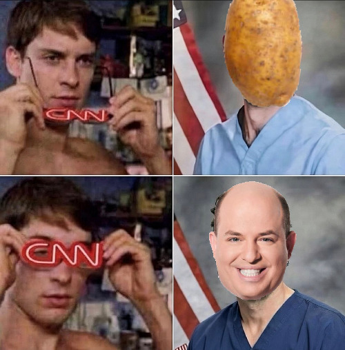 No Potato | image tagged in stelter,cnn,journalism,journalist,potato,liar | made w/ Imgflip meme maker