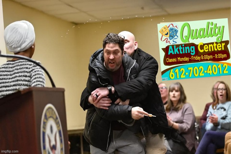 Ilhan Omar and her "attacker" at Quality acting center Blank Meme Template