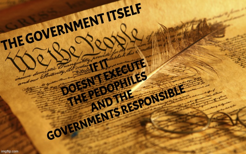 Constitution High Resolution | THE GOVERNMENT ITSELF IF IT DOESN'T EXECUTE THE PEDOPHILES AND THE GOVERNMENTS RESPONSIBLE | image tagged in constitution high resolution | made w/ Imgflip meme maker
