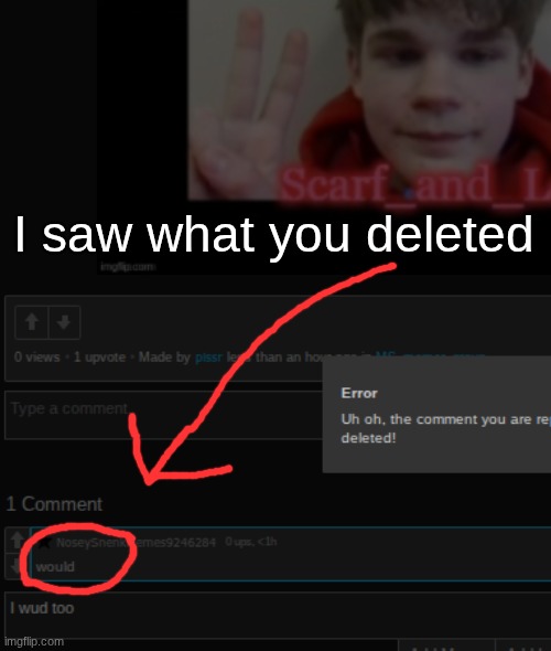 why would he say ts? | I saw what you deleted | made w/ Imgflip meme maker