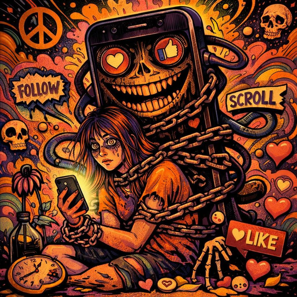 unhealthy relationship with phone/social media Blank Meme Template