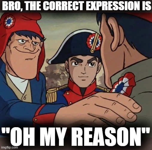 title | BRO, THE CORRECT EXPRESSION IS; "OH MY REASON" | image tagged in rmk,french revolution,history memes | made w/ Imgflip meme maker