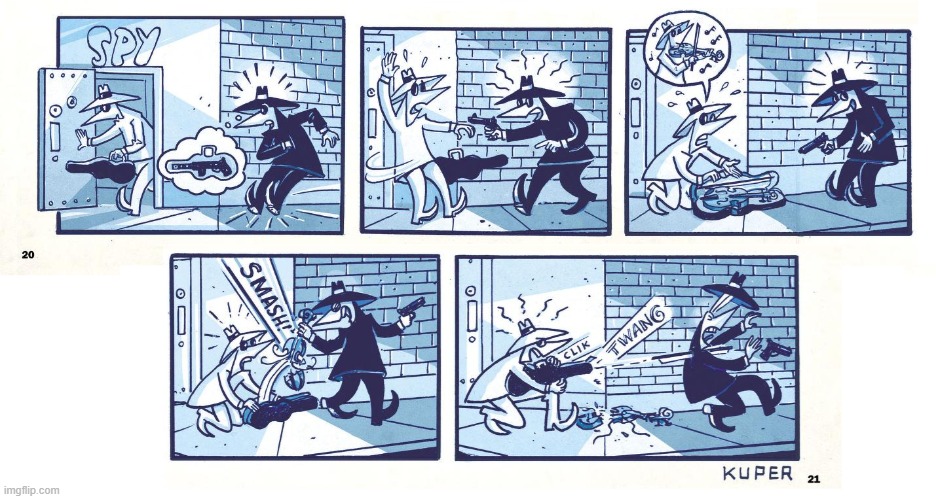 image tagged in spy vs spy,violin,case,smash,rifle,trick | made w/ Imgflip meme maker
