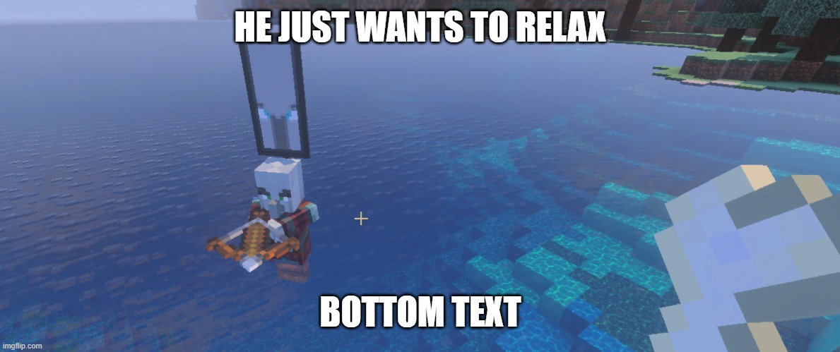 Pillager That Is An Illager Captain | HE JUST WANTS TO RELAX; BOTTOM TEXT | image tagged in pillager that is an illager captain | made w/ Imgflip meme maker
