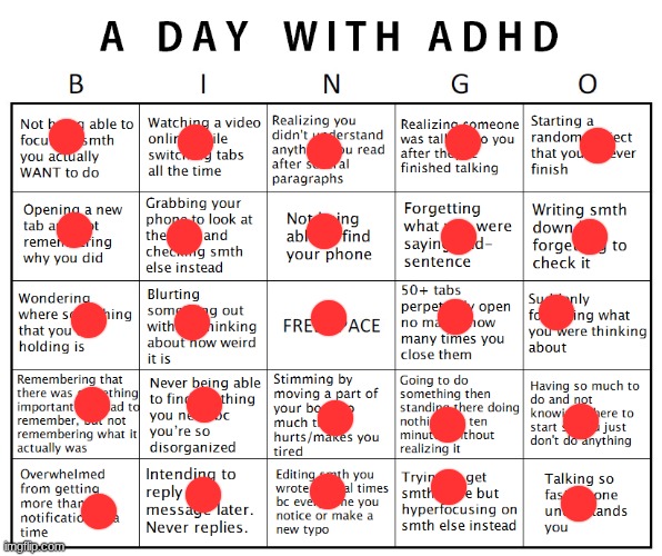 Another ADHD bingo | image tagged in another adhd bingo | made w/ Imgflip meme maker