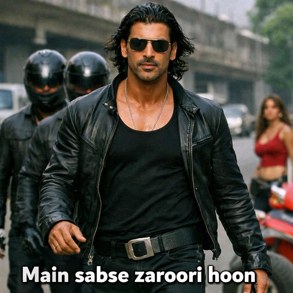 Meme template: ? Dhoom – John Abraham swag walk Caption on meme: Blank Meme Template