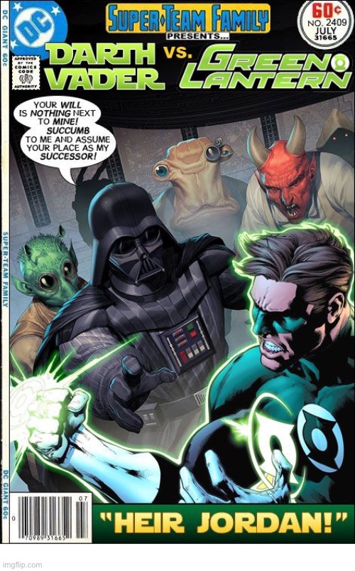 image tagged in comics,green lantern,darth vader,crossover,super team family,star wars | made w/ Imgflip meme maker
