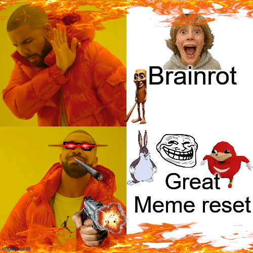 Ts so dank BOI | Brainrot; Great Meme reset | image tagged in memes,drake hotline bling | made w/ Imgflip meme maker
