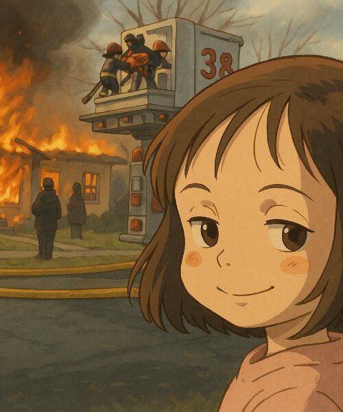 Burning House Girl (ANIME) Blank Meme Template
