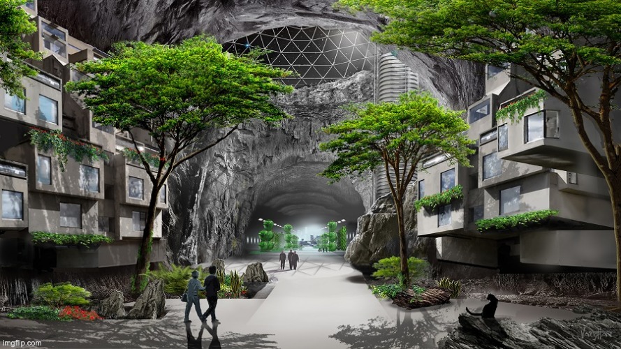 Conceptual moon underground structures