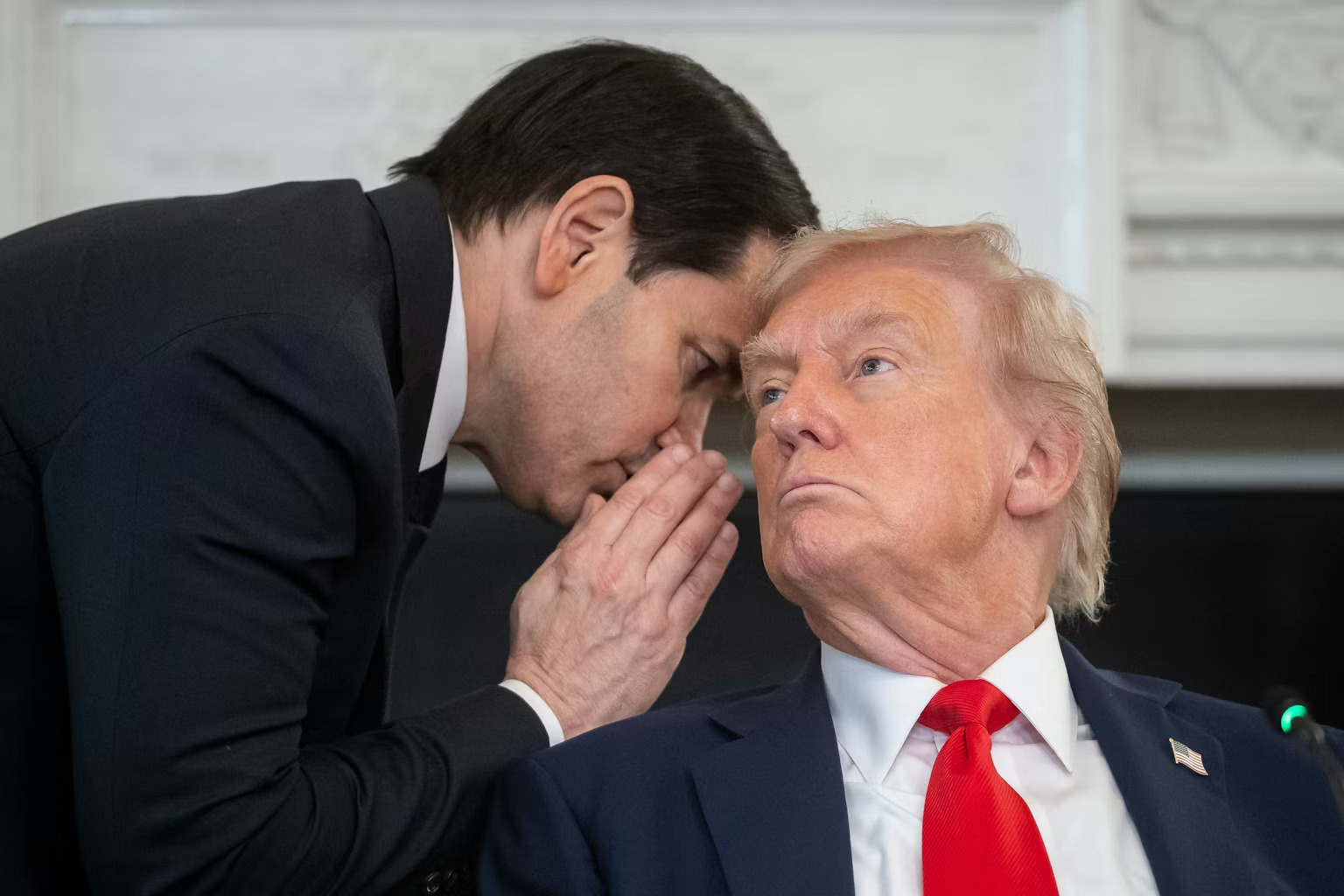 Rubio Whispering to Trump Blank Meme Template