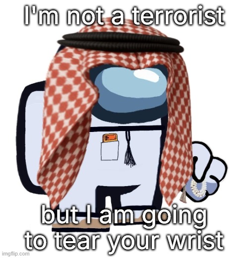 ArabMogus (thanks eshaheer) | I'm not a terrorist; but I am going to tear your wrist | image tagged in arabmogus thanks eshaheer | made w/ Imgflip meme maker