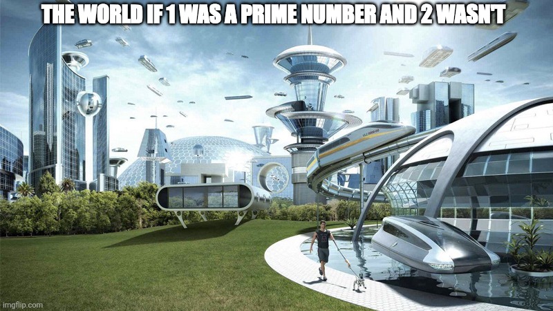The future world if | THE WORLD IF 1 WAS A PRIME NUMBER AND 2 WASN'T | image tagged in the future world if | made w/ Imgflip meme maker