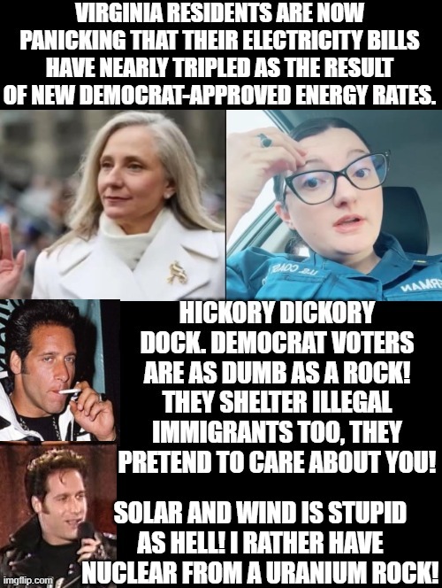 Hickory Dickory! | SOLAR AND WIND IS STUPID AS HELL! I RATHER HAVE NUCLEAR FROM A URANIUM ROCK! | image tagged in special kind of stupid,stupid liberals | made w/ Imgflip meme maker