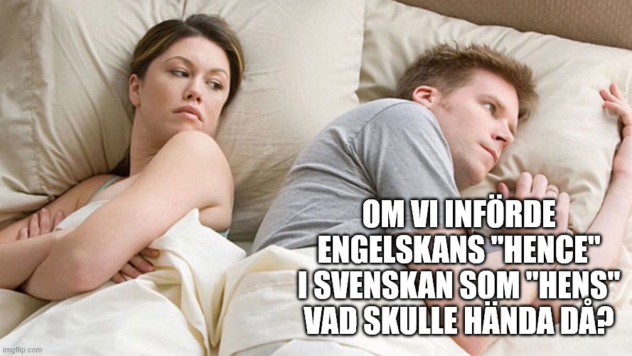 He's probably thinking about girls | OM VI INFÖRDE ENGELSKANS "HENCE" I SVENSKAN SOM "HENS" VAD SKULLE HÄNDA DÅ? | image tagged in he's probably thinking about girls | made w/ Imgflip meme maker