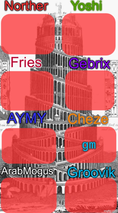 rewrites not the only one with a big ass temp | gm | image tagged in tower of babel shared temp | made w/ Imgflip meme maker