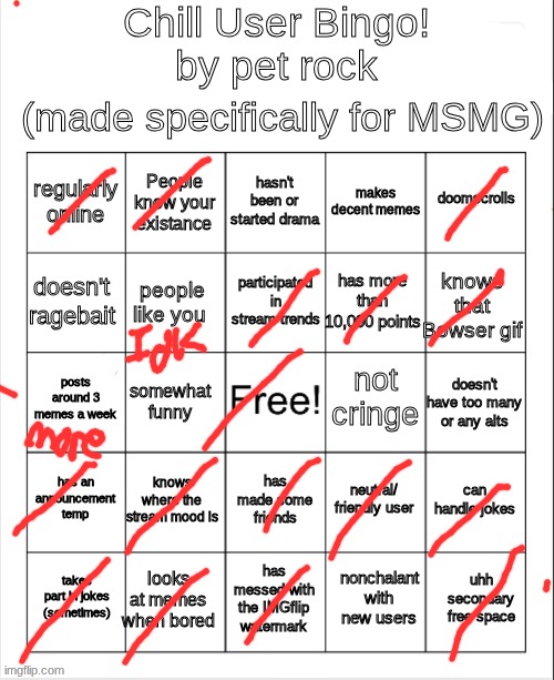 Chill User bingo by pet rock | image tagged in chill user bingo by pet rock | made w/ Imgflip meme maker