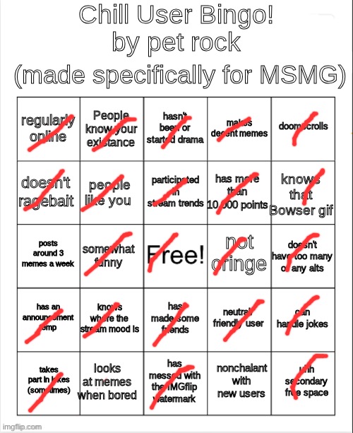 Chill User bingo by pet rock | image tagged in chill user bingo by pet rock | made w/ Imgflip meme maker