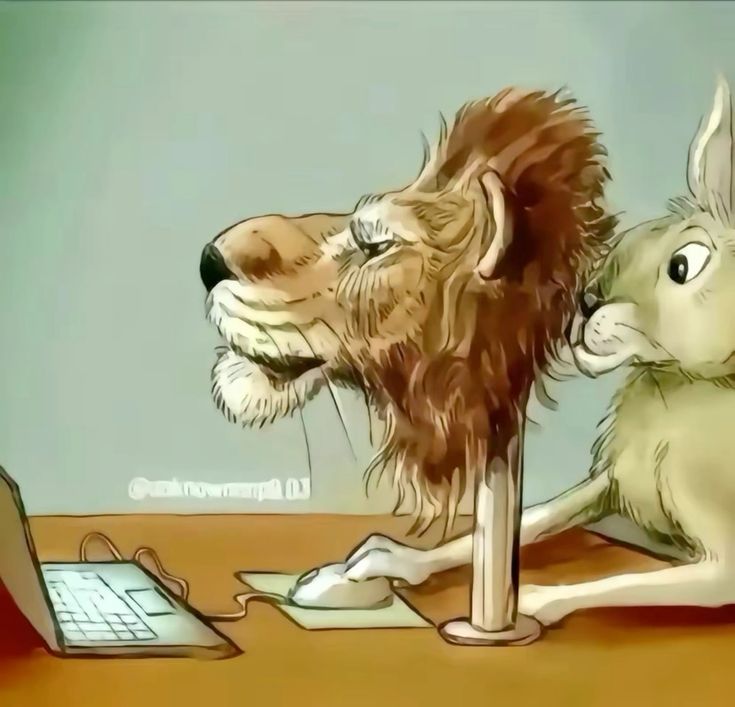 Rabbit behind lion Blank Meme Template