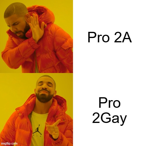 pro2a? | Pro 2A; Pro 2Gay | image tagged in memes,drake hotline bling | made w/ Imgflip meme maker