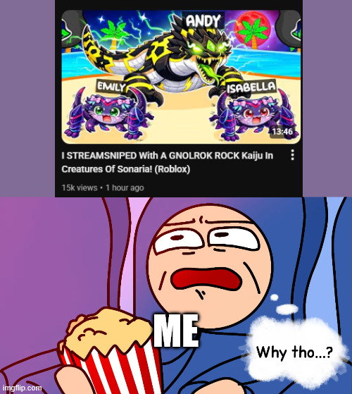 The Evaluator Why Tho? | ME | image tagged in the evaluator why tho,content farms,roblox | made w/ Imgflip meme maker